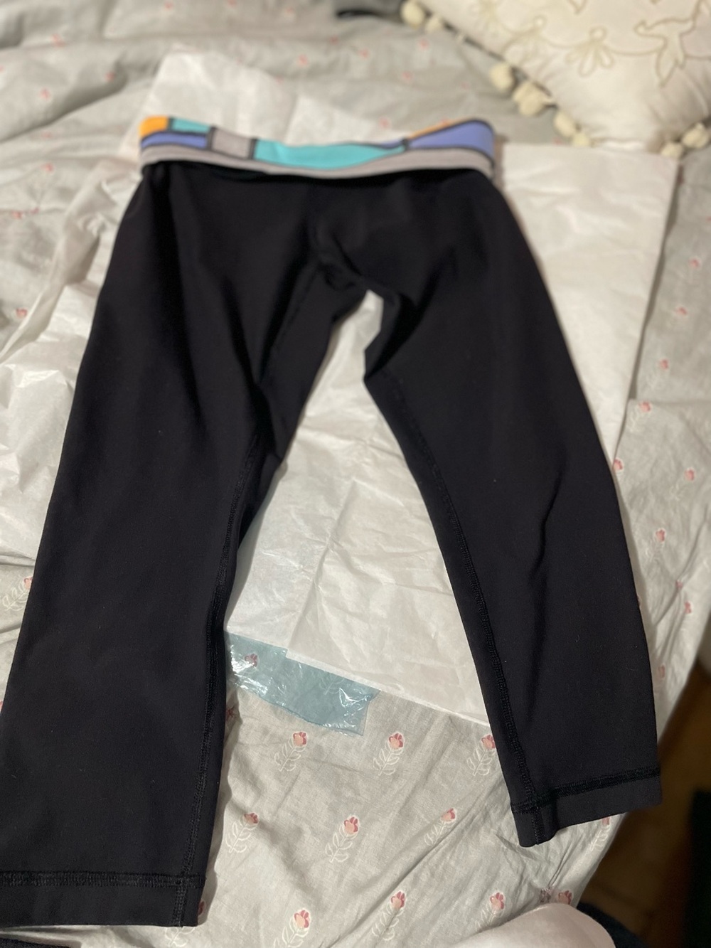 lululemon athletica Black Leggings with Multicolor Waistband